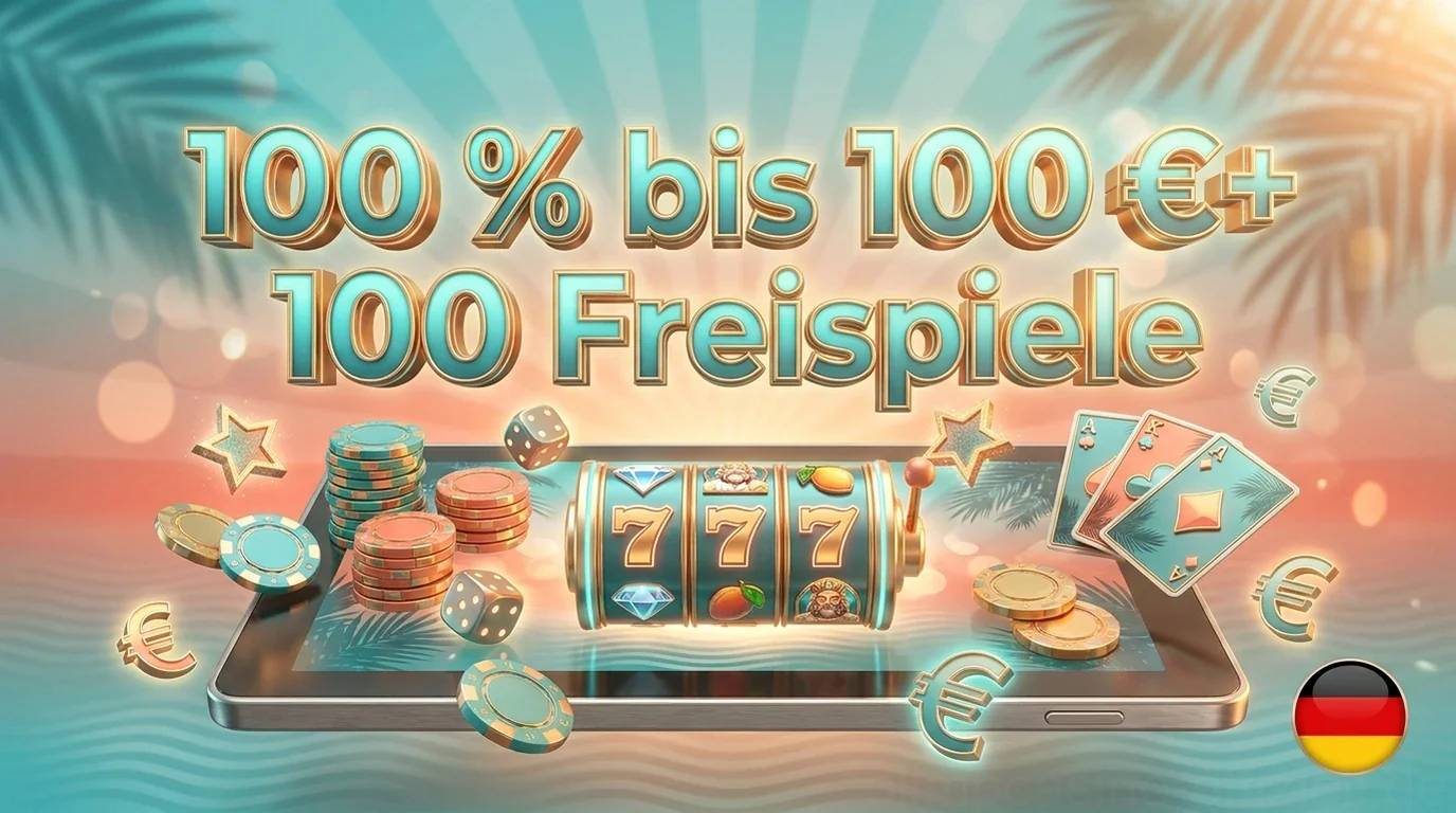 100 % bis 100 €+ 100 Freispiele